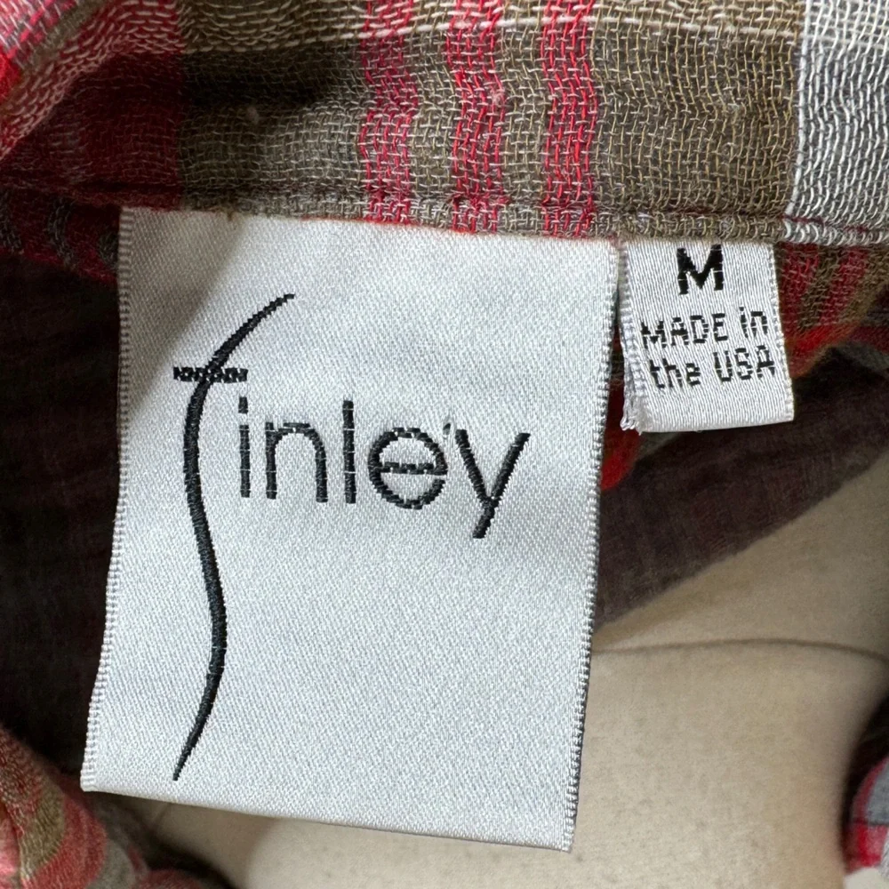 Finley Kings Road Plaid Button Up Roll Tab‎ Sleeve Shirt Womens Size Medium